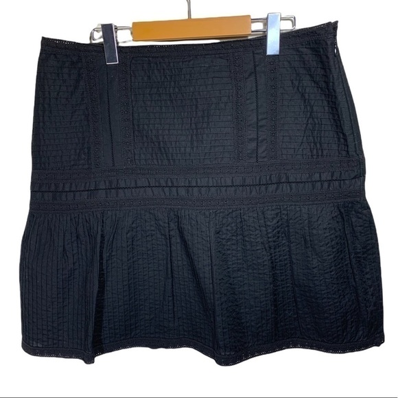 International Concept Black Skirt Minimalist A-Line Pintuck Lace Sz 12 - Picture 5 of 10